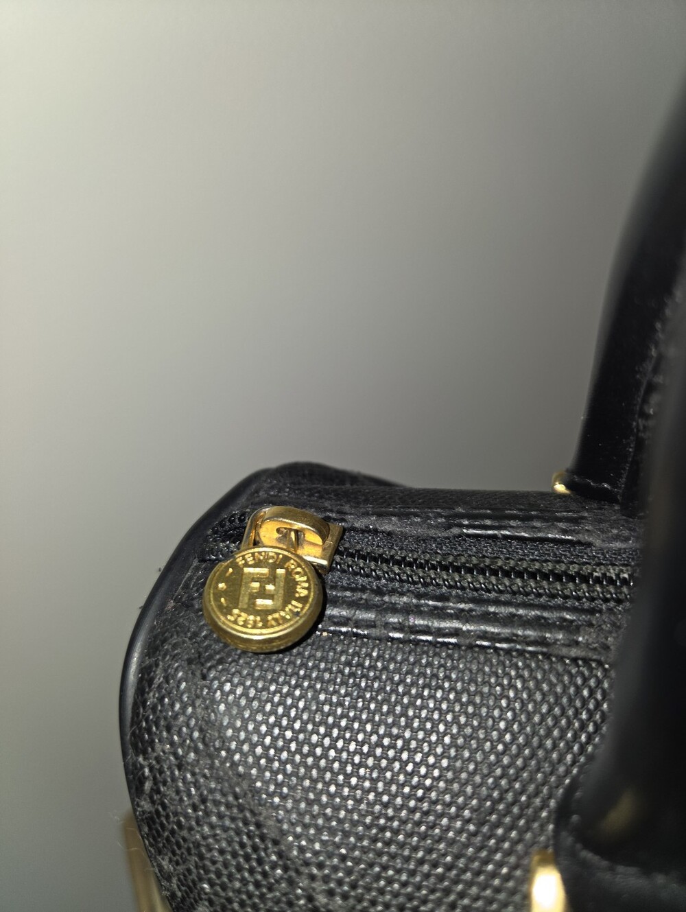 Fendi Black Structured Top-Handle Satchel with Gold Hardware - Picture 3 of 16
